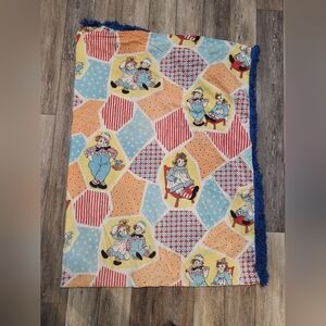RARE Raggedy Ann & Andy Twin Fringe Patchwork Bedspread Vintage Bobbs Merrill